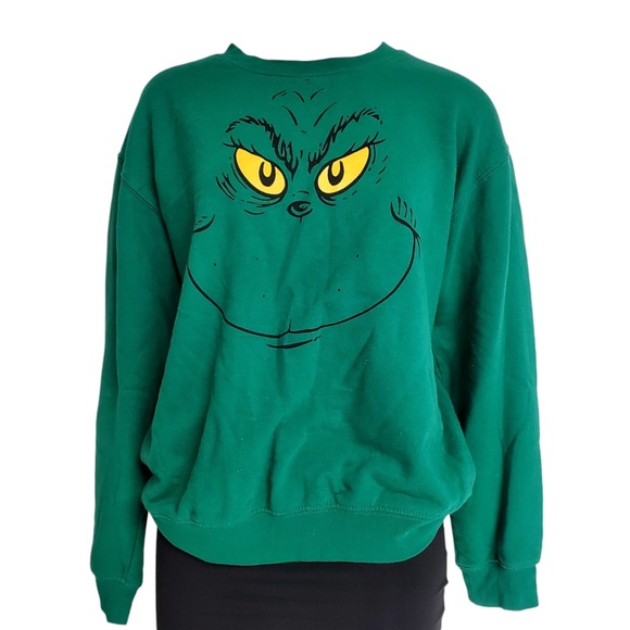 Size M (7-9)Seuss How the Grinch Stole Christmas Green Sweatshirt The Grinch - Picture 2 of 10